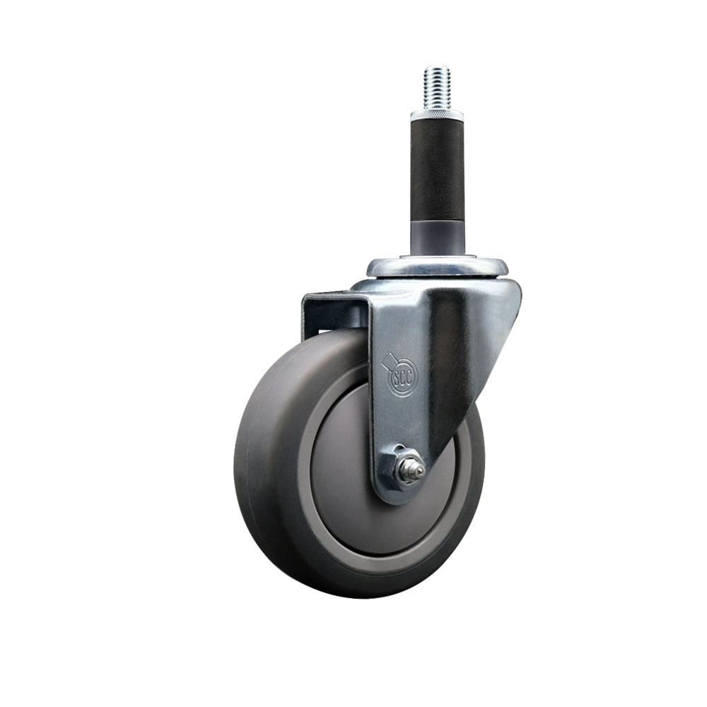 Thermoplastic Rubber Swivel Expanding Stem Swivel Caster with 4 Inch Gray Wheel and 1" Stem - 250 lbs. Capacity Per Caster - Service Caster Brand — photo 1