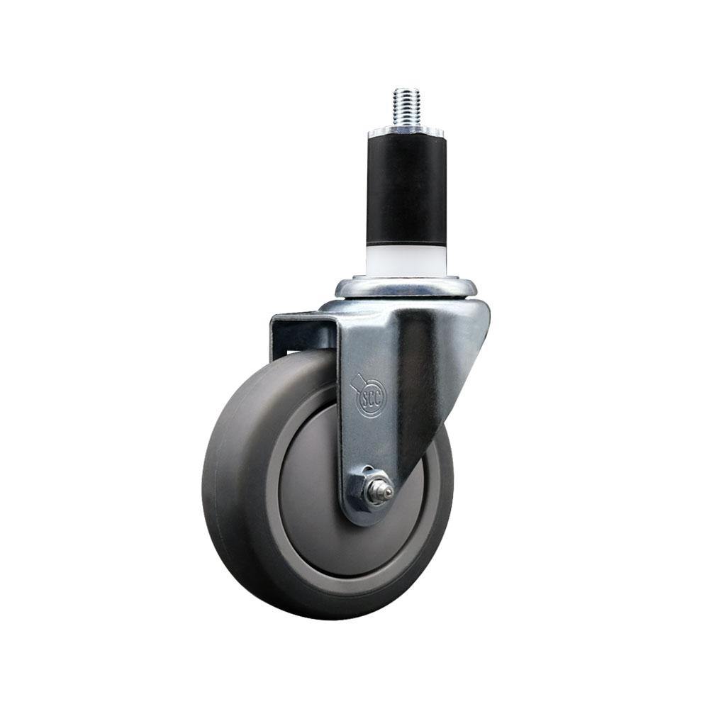 Thermoplastic Rubber Swivel Expanding Stem Swivel Caster with 4 Inch Gray Wheel and 1-1/2" Stem - 250 lbs. Capacity Per Caster - Service Caster Brand — photo 1