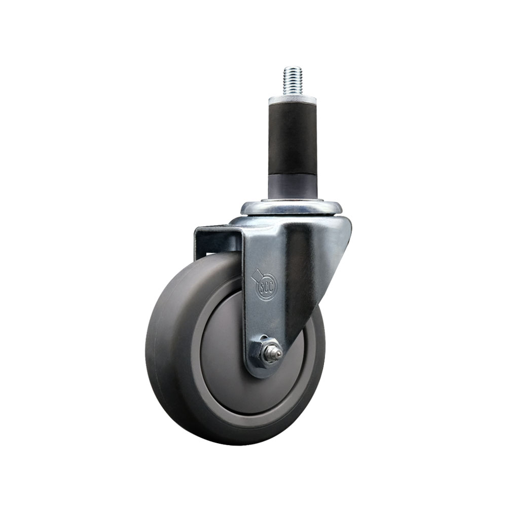 Thermoplastic Rubber Swivel Expanding Stem Swivel Caster with 4 Inch Gray Wheel and 1-1/4" Stem - 250 lbs. Capacity Per Caster - Service Caster Brand — photo 1