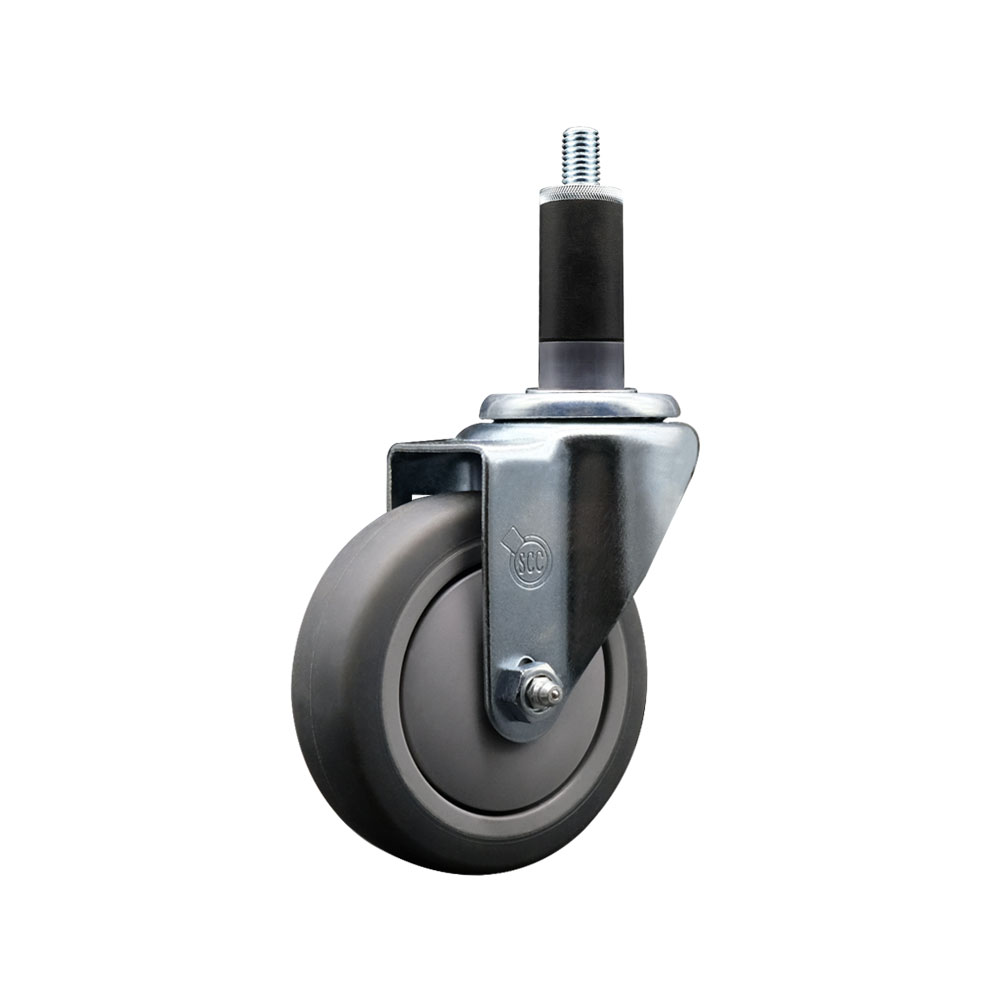 Stainless Steel Thermoplastic Rubber Swivel Expanding Stem Swivel Caster with 4 Inch Gray Wheel and 1-1/8" Stem - 250 lbs. Capacity Per Caster - Service Caster Brand — photo 1