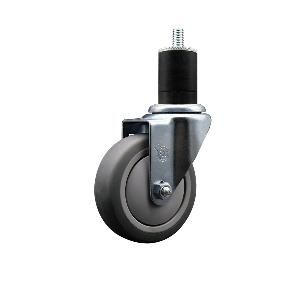 Thermoplastic Rubber Swivel Expanding Stem Swivel Caster with 4 Inch Gray Wheel and 1-3/4" Stem - 250 lbs. Capacity Per Caster - Service Caster Brand — photo 1