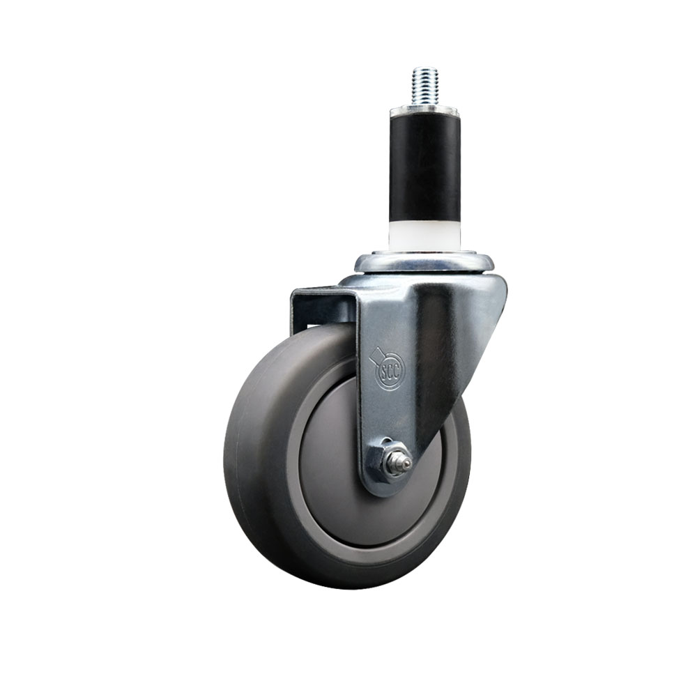 Stainless Steel Thermoplastic Rubber Swivel Expanding Stem Swivel Caster with 4 Inch Gray Wheel and 1-3/8" Stem - 250 lbs. Capacity Per Caster - Service Caster Brand — photo 1
