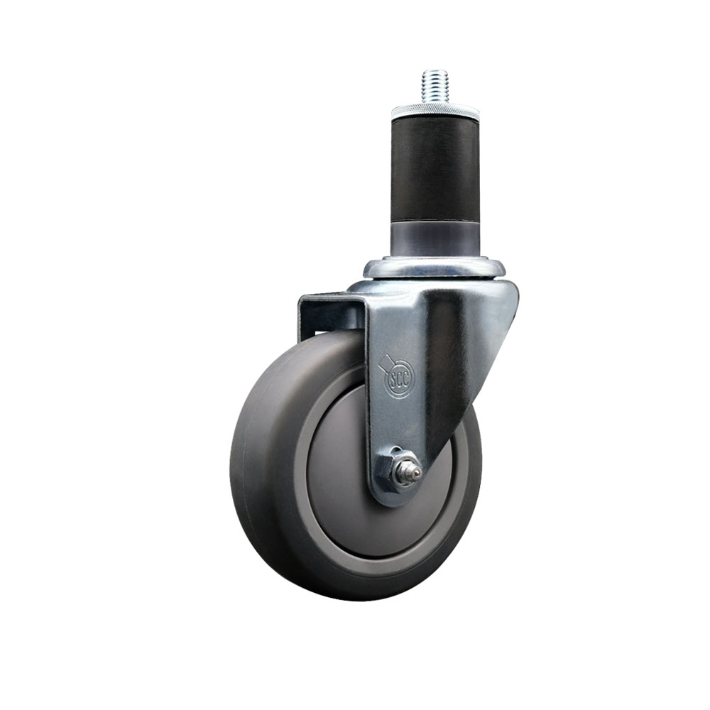 Stainless Steel Thermoplastic Rubber Swivel Expanding Stem Swivel Caster with 4 Inch Gray Wheel and 1-5/8" Stem - 250 lbs. Capacity Per Caster - Service Caster Brand — photo 1
