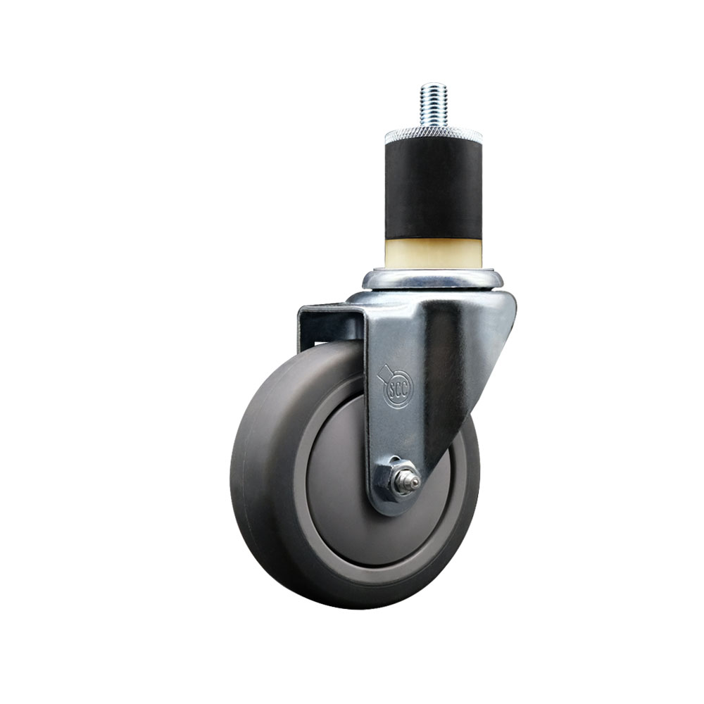 Thermoplastic Rubber Swivel Expanding Stem Swivel Caster with 4 Inch Gray Wheel and 1-7/8" Stem - 250 lbs. Capacity Per Caster - Service Caster Brand — photo 1