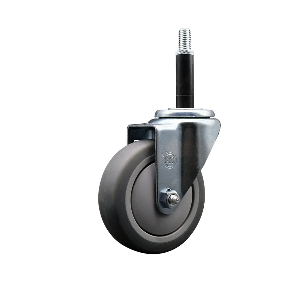 Thermoplastic Rubber Swivel Expanding Stem Swivel Caster with 4 Inch Gray Wheel and 3/4" Stem - 250 lbs. Capacity Per Caster - Service Caster Brand — photo 1