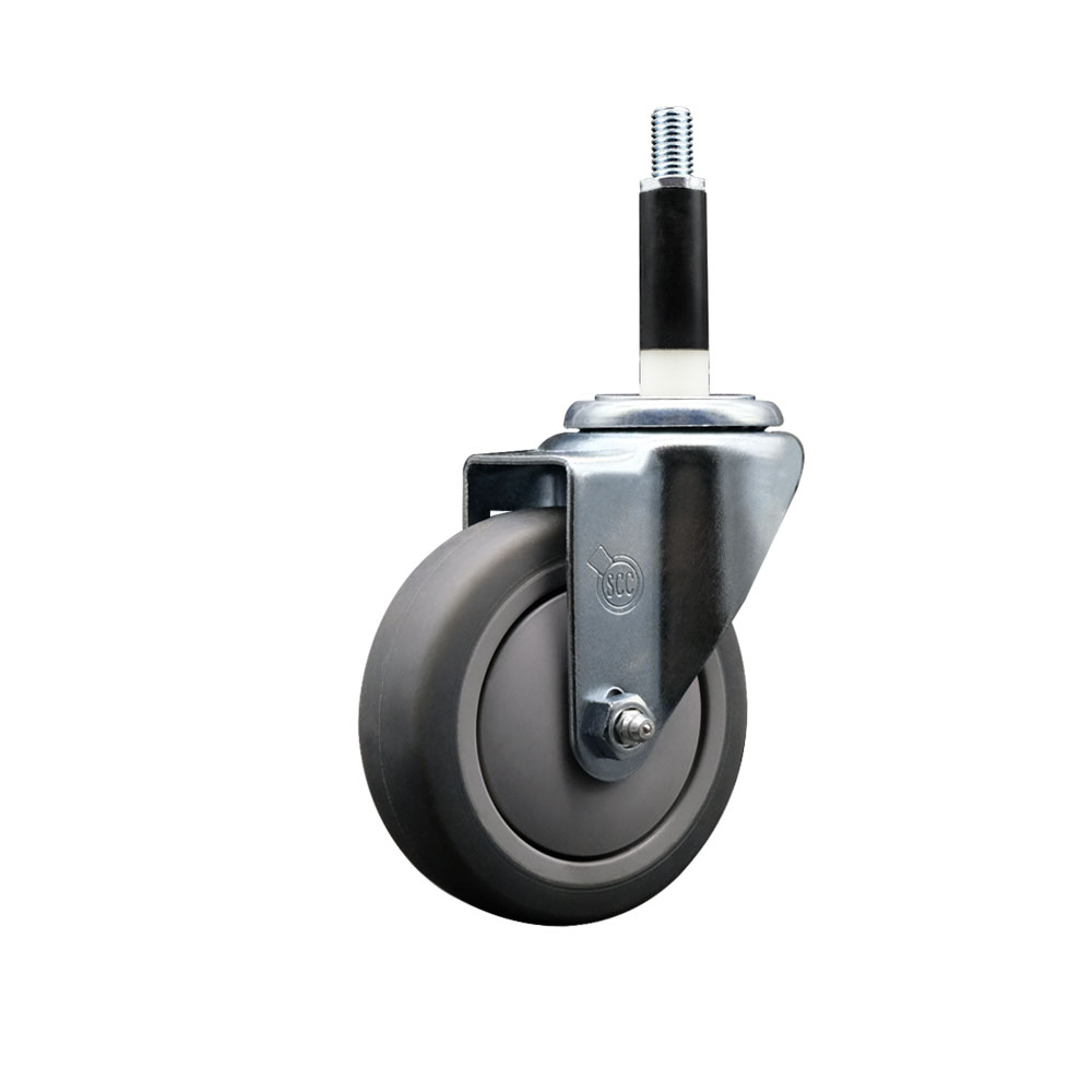 Thermoplastic Rubber Swivel Expanding Stem Swivel Caster with 4 Inch Gray Wheel and 7/8" Stem - 250 lbs. Capacity Per Caster - Service Caster Brand — photo 1
