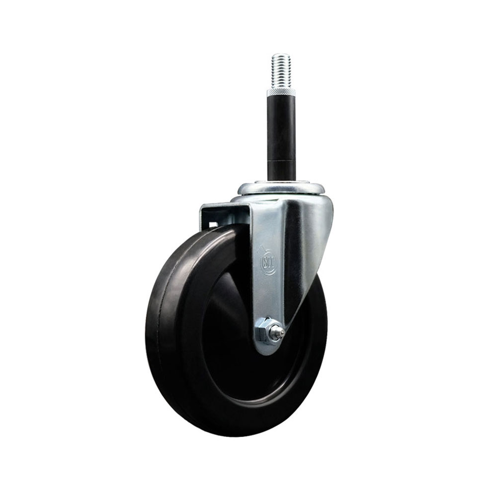 Hard Rubber Swivel Expanding Stem Caster w/5" x 1.25" Black Wheel and 3/4" Stem - 300 lbs Capacity/Caster - Service Caster Brand — photo 1