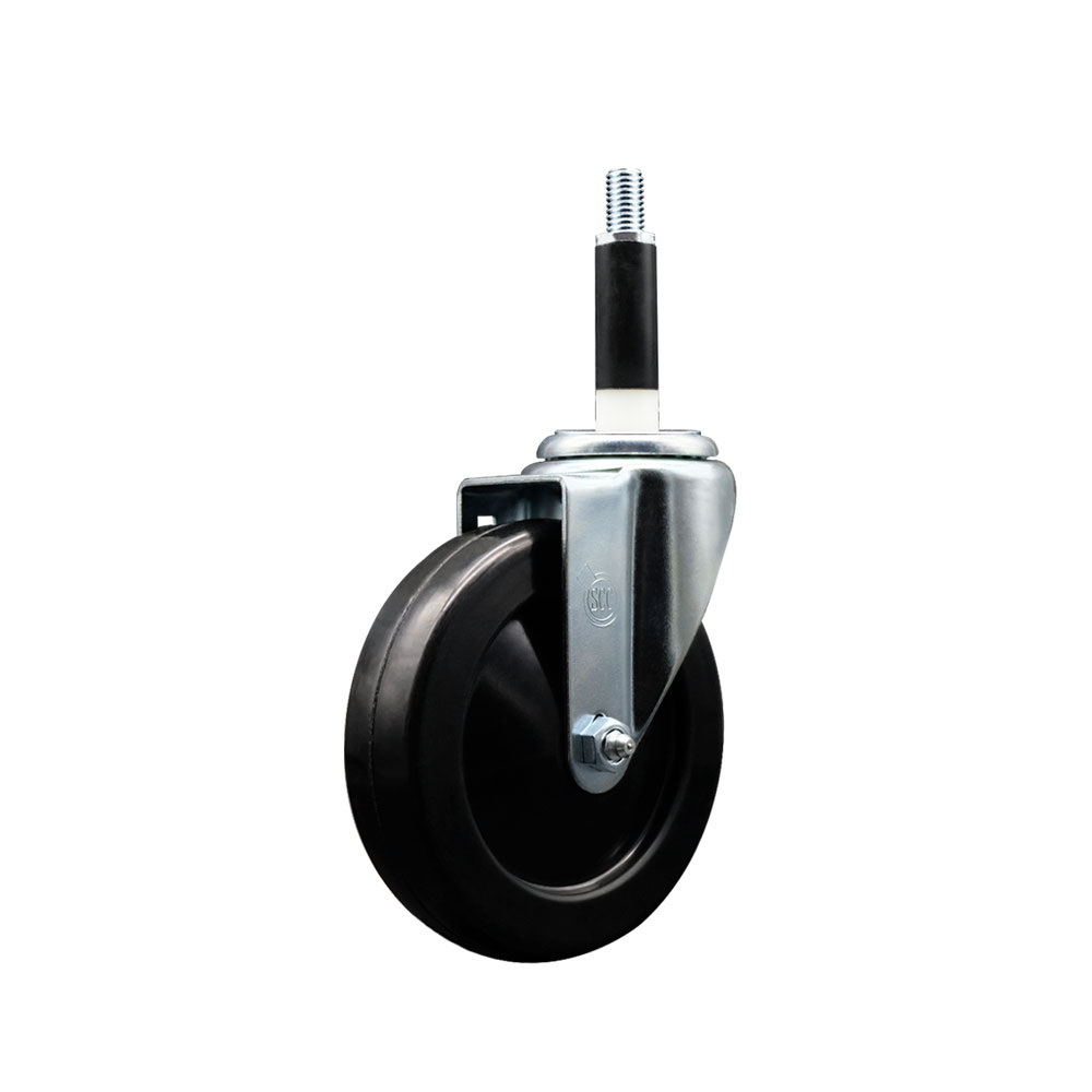 Soft Rubber Expanding Stem Swivel Caster with 5 Inch Black Wheel and 7/8" Stem - 275 lbs. Capacity Per Caster - Service Caster Brand — photo 1