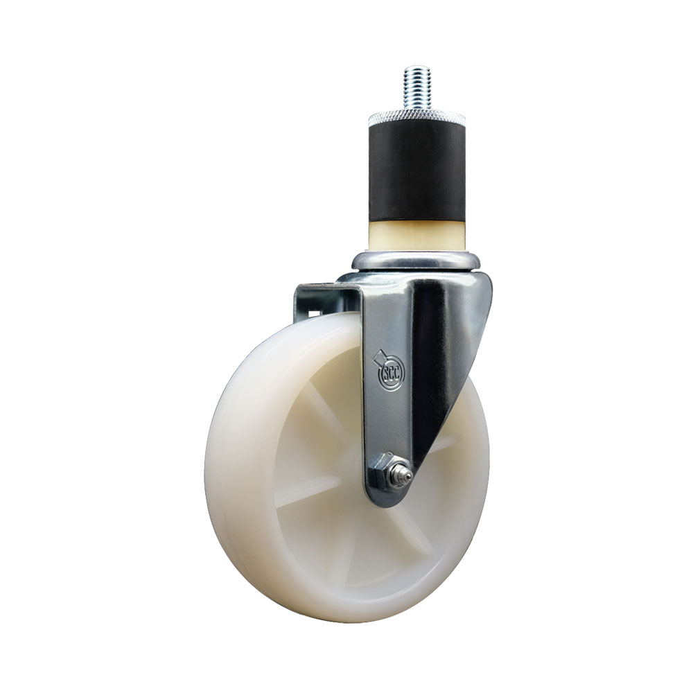 Stainless Steel Nylon Expanding Stem Swivel Caster with 5 Inch White Wheel and 1-7/8" Stem - 300 lbs. Capacity Per Caster - Service Caster Brand — photo 1