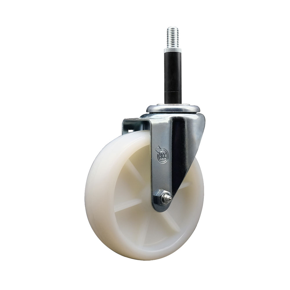 Nylon Expanding Stem Swivel Caster with 5 Inch White Wheel and 3/4" Stem -  300 lbs. Capacity Per Caster - Service Caster Brand — photo 1