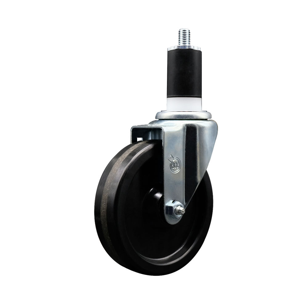 Phenolic Swivel Expanding Stem Caster w/Roller Bearing - 5" x 1.25" Black Wheel and 1-1/2" Stem - 300 lbs Capacity/Caster - Service Caster Brand — photo 1