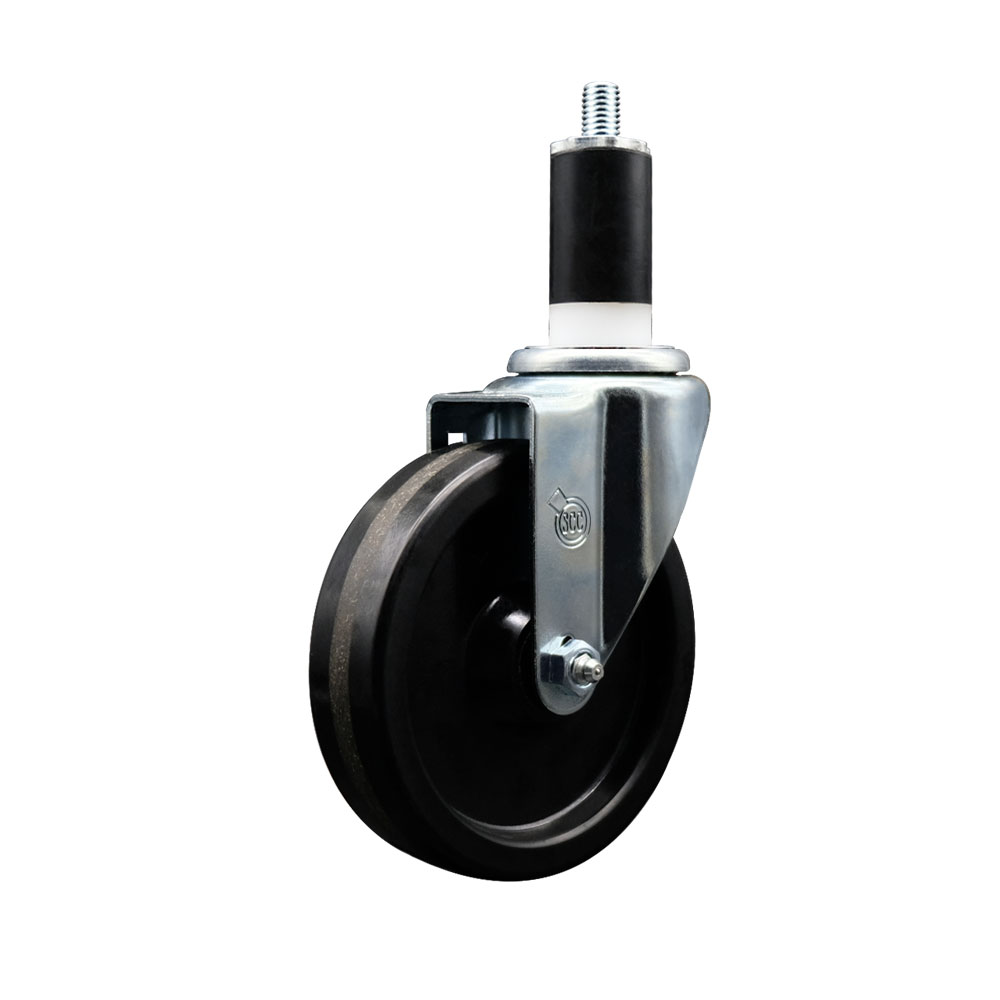 Phenolic Swivel Expanding Stem Swivel Caster with 5 Inch Black Wheel and 1-3/8" Stem - 300 lbs. Capacity Per Caster - Service Caster Brand — photo 1
