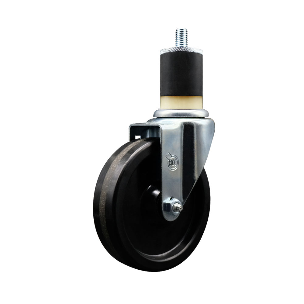 Phenolic Swivel Expanding Stem Caster w/Roller Bearing - 5" x 1.25" Black Wheel and 1-7/8" Stem - 300 lbs Capacity/Caster - Service Caster Brand — photo 1