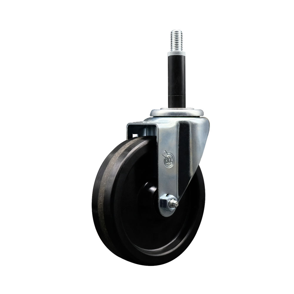 Phenolic Swivel Expanding Stem Caster w/Roller Bearing - 5" x 1.25" Black Wheel and 3/4" Stem - 300 lbs Capacity/Caster - Service Caster Brand — photo 1