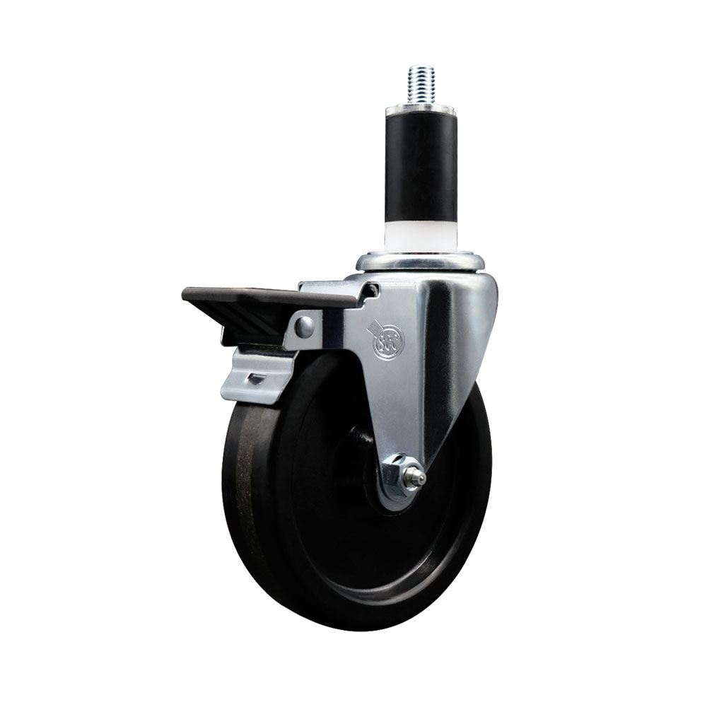 Phenolic Swivel Expanding Stem Caster w/Roller Bearing - 5" x 1.25" Black Wheel and 1-3/8" Stem - 300 lbs Capacity/Caster - Service Caster Brand — photo 1