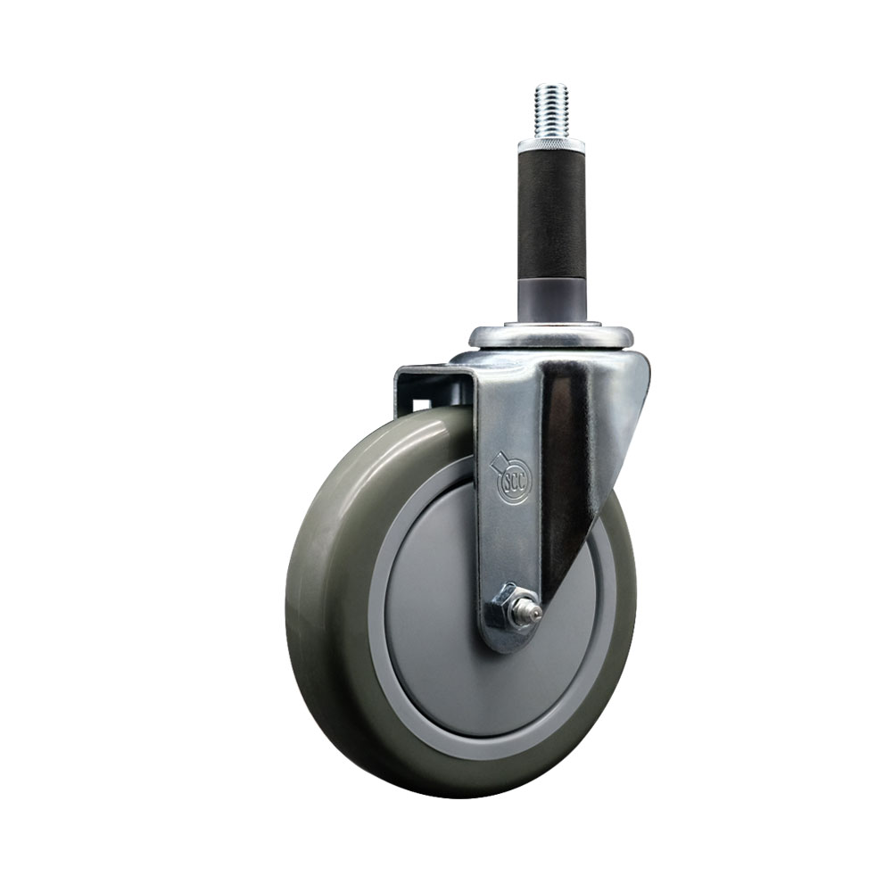Polyurethane Expanding Stem Swivel Caster with 5 Inch Gray Wheel and 1" Stem - 350 lbs. Capacity Per Caster - Service Caster Brand — photo 1