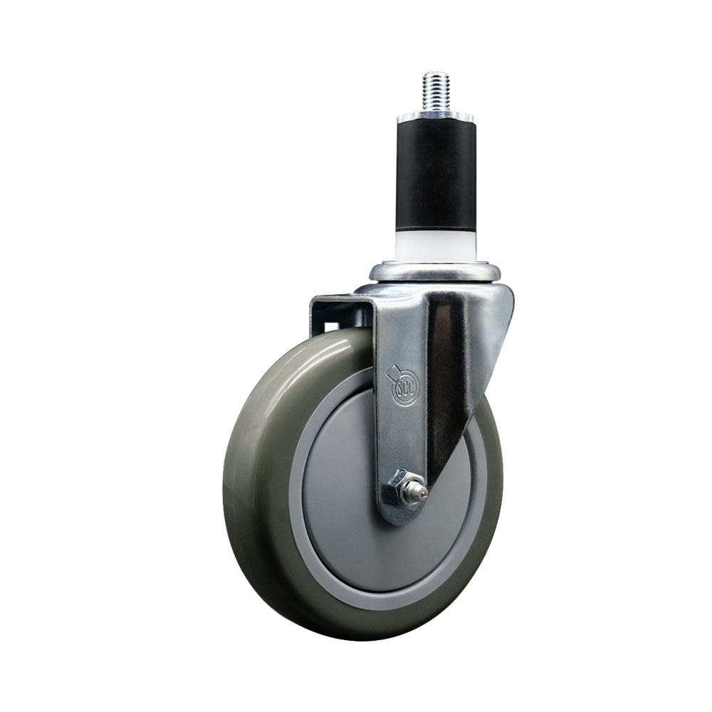 Polyurethane Expanding Stem Swivel Caster with 5 Inch Gray Wheel and 1-1/2" Stem - 350 lbs. Capacity Per Caster - Service Caster Brand — photo 1