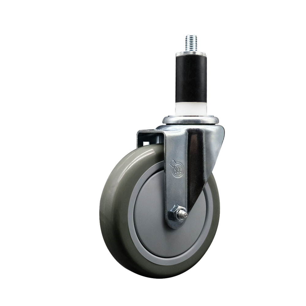 Stainless Steel Polyurethane Expanding Stem Swivel Caster with 5 Inch Gray Wheel and 1-3/8" Stem - 350 lbs. Capacity Per Caster - Service Caster Brand — photo 1