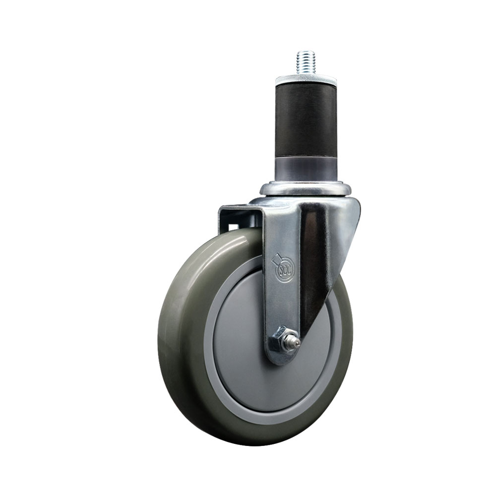 Stainless Steel Polyurethane Expanding Stem Swivel Caster with 5 Inch Gray Wheel and 1-5/8" Stem - 350 lbs. Capacity Per Caster - Service Caster Brand — photo 1