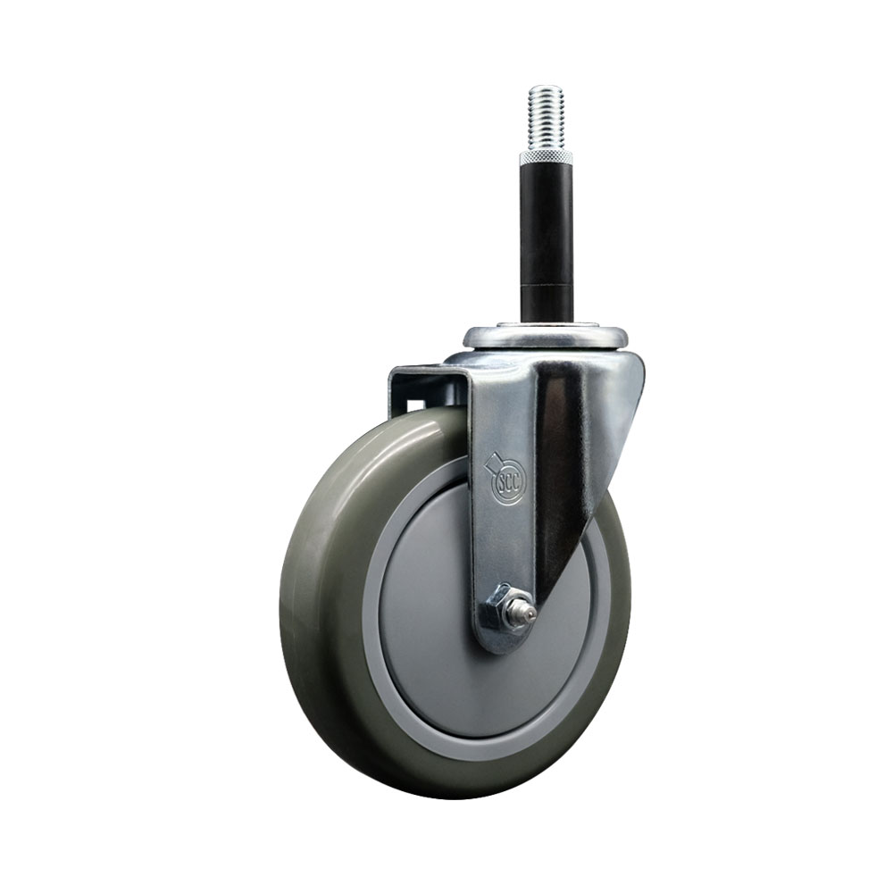 Polyurethane Expanding Stem Swivel Caster with 5 Inch Gray Wheel and 3/4" Stem - 350 lbs. Capacity Per Caster - Service Caster Brand — photo 1