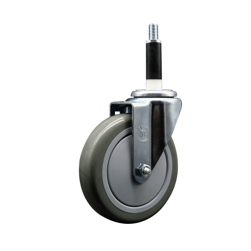 Polyurethane Expanding Stem Swivel Caster with 5 Inch Gray Wheel and 7/8" Stem - 350 lbs. Capacity Per Caster - Service Caster Brand — photo 1