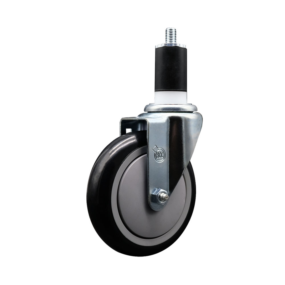 Polyurethane Expanding Stem Swivel Caster with 5 Inch Black Wheel and 1-1/2" Stem - 350 lbs. Capacity Per Caster - Service Caster Brand — photo 1