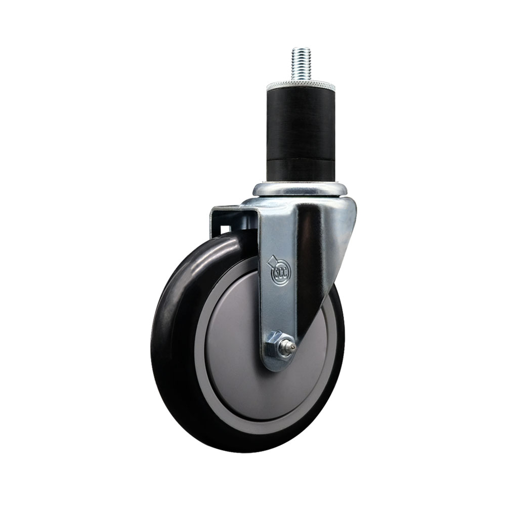 Polyurethane Expanding Stem Swivel Caster with 5 Inch Black Wheel and 1-3/4" Stem - 350 lbs. Capacity Per Caster - Service Caster Brand — photo 1