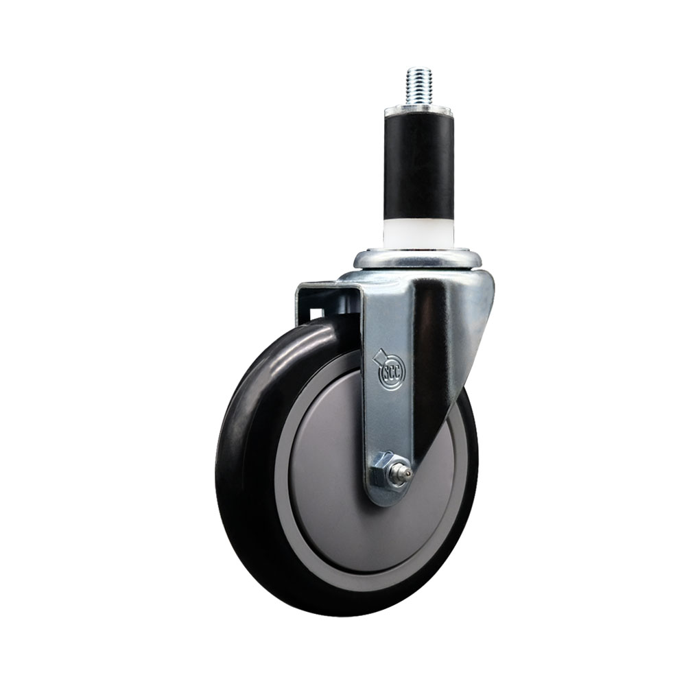 Polyurethane Expanding Stem Swivel Caster with 5 Inch Black Wheel and 1-3/8" Stem - 350 lbs. Capacity Per Caster - Service Caster Brand — photo 1