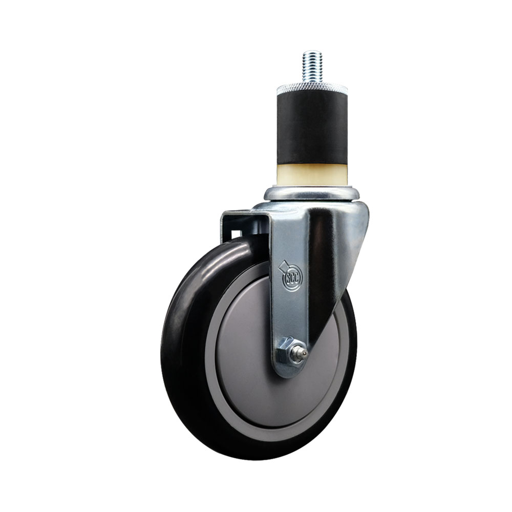 Polyurethane Expanding Stem Swivel Caster with 5 Inch Black Wheel and 1-7/8" Stem - 350 lbs. Capacity Per Caster - Service Caster Brand — photo 1