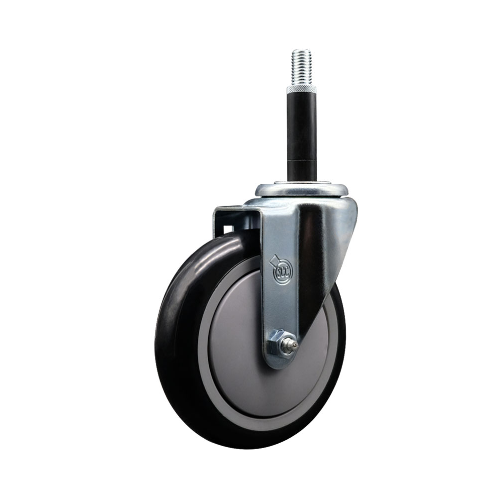 Polyurethane Expanding Stem Swivel Caster with 5 Inch Black Wheel and 3/4" Stem - 350 lbs. Capacity Per Caster - Service Caster Brand — photo 1