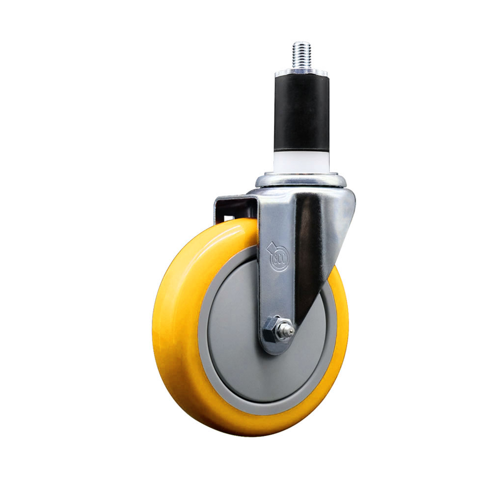 Polyurethane Swivel Stem Caster with 5 Inch Yellow Caster Wheel - 1-1/2" Expanding Stem - 316 Stainless Steel Caster - 350 lbs. Capacity Per Caster - Service Caster Brand — photo 1