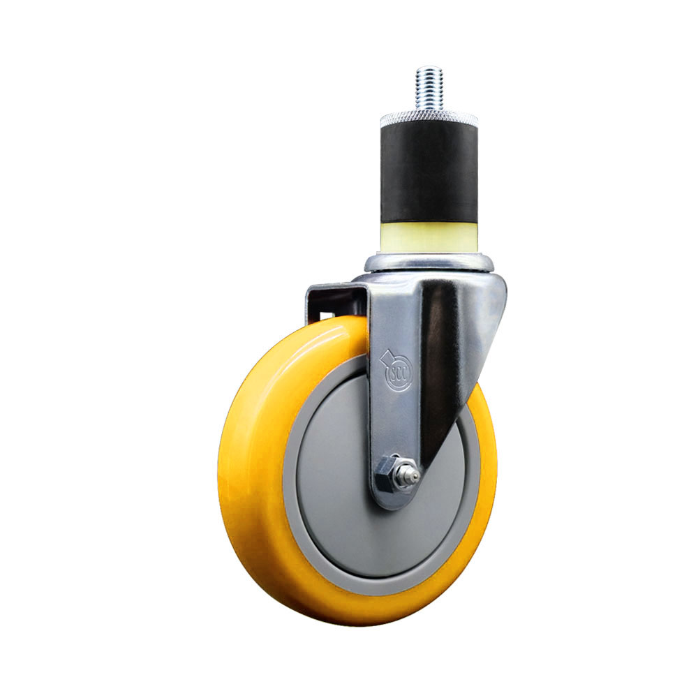 Polyurethane Swivel Stem Caster with 5 Inch Yellow Caster Wheel - 1-7/8" Expanding Stem - 316 Stainless Steel Caster - 350 lbs. Capacity Per Caster - Service Caster Brand — photo 1