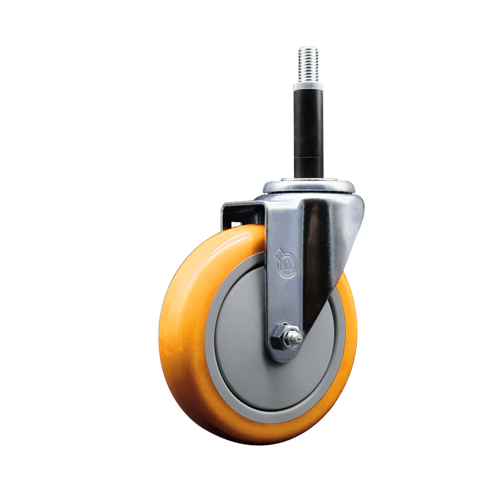 Polyurethane Expanding Stem Swivel Caster with 5 Inch Yellow Wheel and 3/4" Stem - 350 lbs. Capacity Per Caster - Service Caster Brand — photo 1