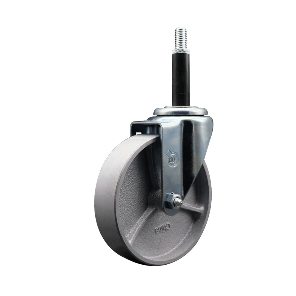Semi Steel Cast Iron Swivel Expanding Stem Swivel Caster with 5 Inch Silver Wheel and 3/4" Stem - 300 lbs. Capacity Per Caster - Service Caster Brand — photo 1