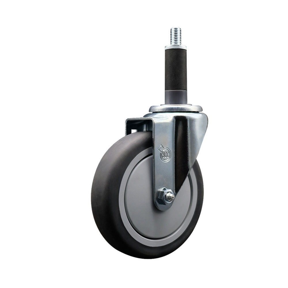 Thermoplastic Rubber Swivel Expanding Stem Swivel Caster with 5 Inch Gray Wheel and 1" Stem - 300 lbs. Capacity Per Caster - Service Caster Brand — photo 1
