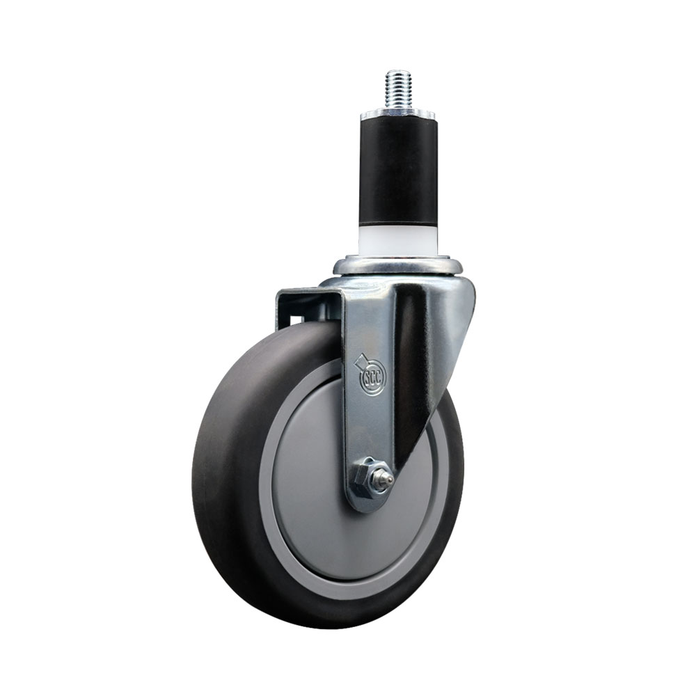 Stainless Steel Thermoplastic Rubber Swivel Expanding Stem Swivel Caster with 5 Inch Gray Wheel and 1-1/2" Stem - 300 lbs. Capacity Per Caster - Service Caster Brand — photo 1