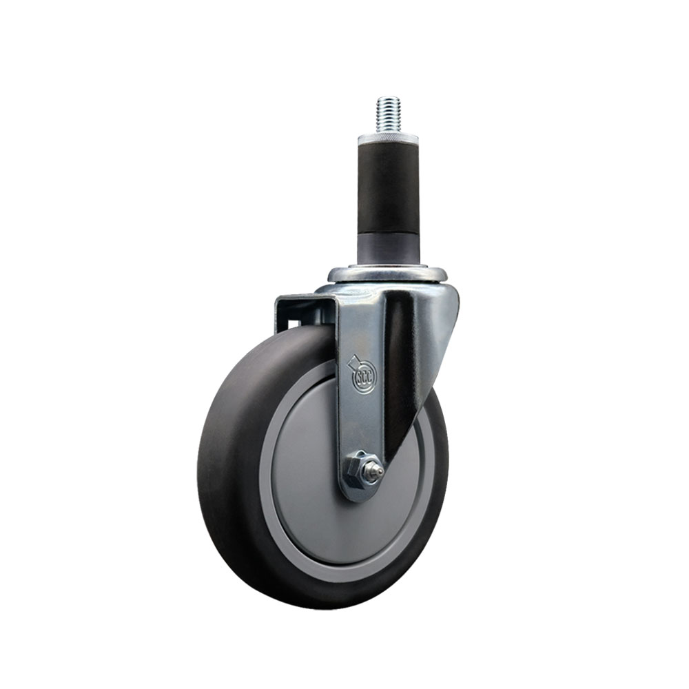 Thermoplastic Rubber Swivel Expanding Stem Swivel Caster with 5 Inch Gray Wheel and 1-1/4" Stem - 300 lbs. Capacity Per Caster - Service Caster Brand — photo 1