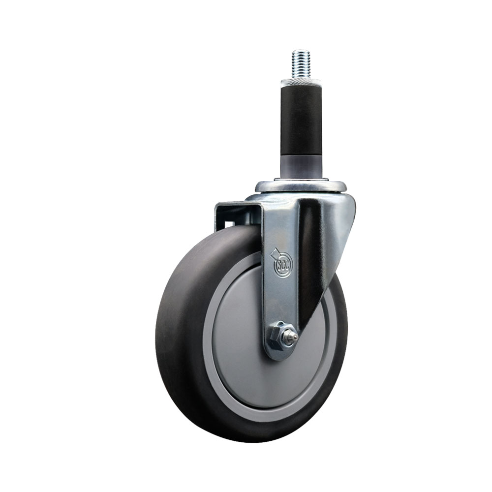 Stainless Steel Thermoplastic Rubber Swivel Expanding Stem Swivel Caster with 5 Inch Gray Wheel and 1-1/8" Stem - 300 lbs. Capacity Per Caster - Service Caster Brand — photo 1