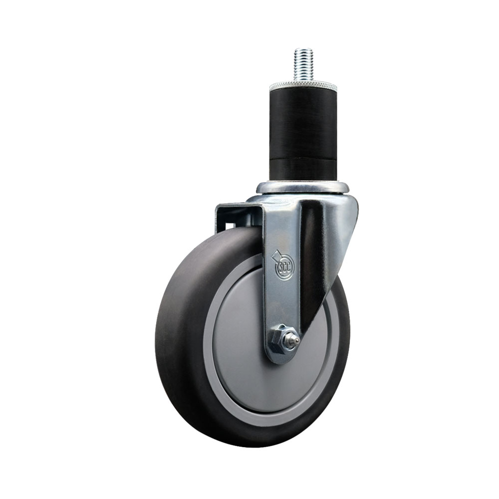 Thermoplastic Rubber Swivel Expanding Stem Swivel Caster with 5 Inch Gray Wheel and 1-3/4" Stem - 300 lbs. Capacity Per Caster - Service Caster Brand — photo 1