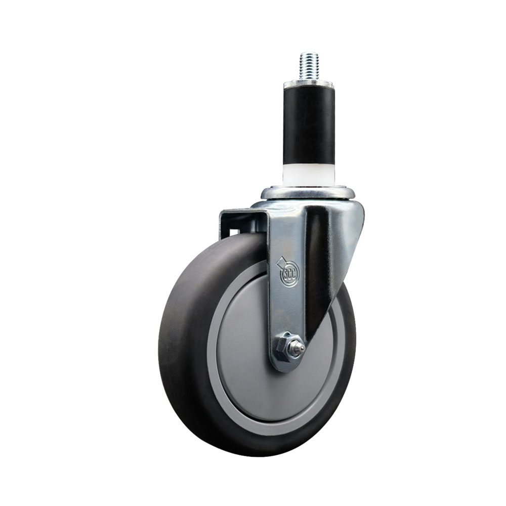 Thermoplastic Rubber Swivel Expanding Stem Swivel Caster with 5 Inch Gray Wheel and 1-3/8" Stem - 300 lbs. Capacity Per Caster - Service Caster Brand — photo 1