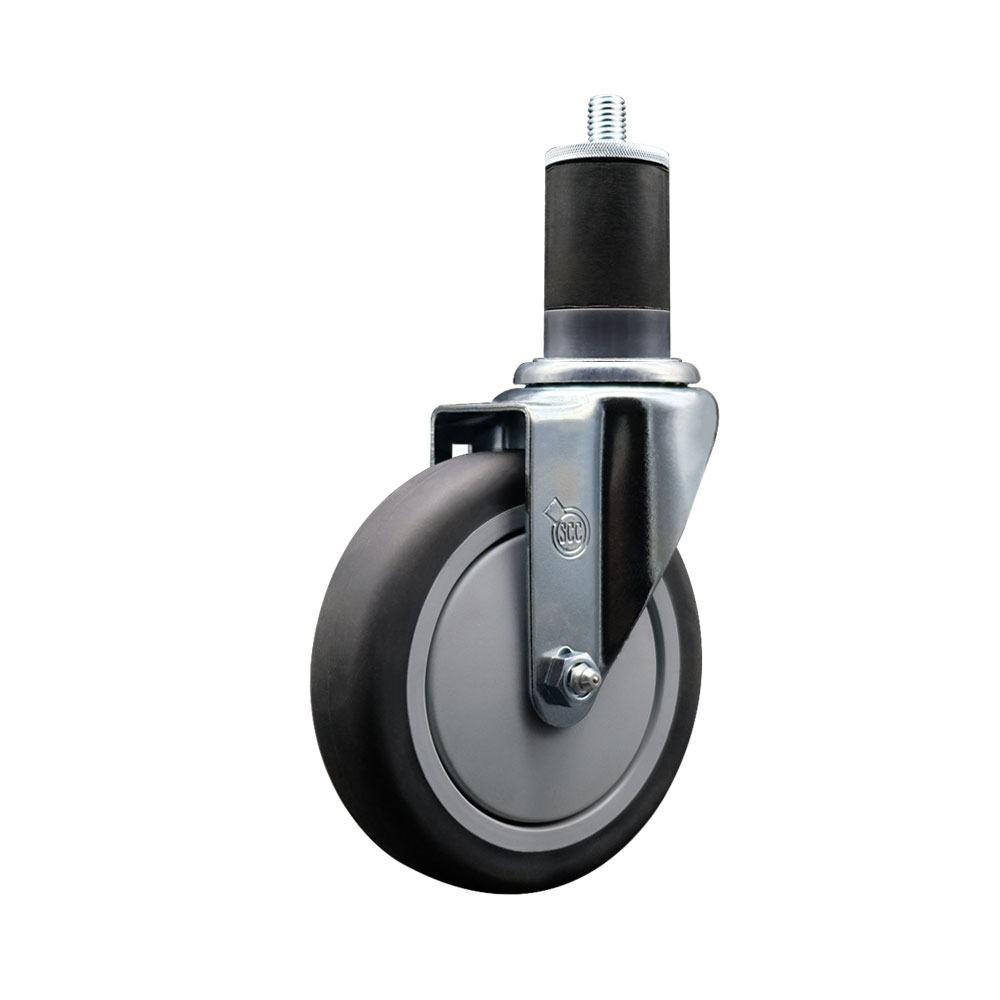 Stainless Steel Thermoplastic Rubber Swivel Expanding Stem Swivel Caster with 5 Inch Gray Wheel and 1-5/8" Stem - 300 lbs. Capacity Per Caster - Service Caster Brand — photo 1