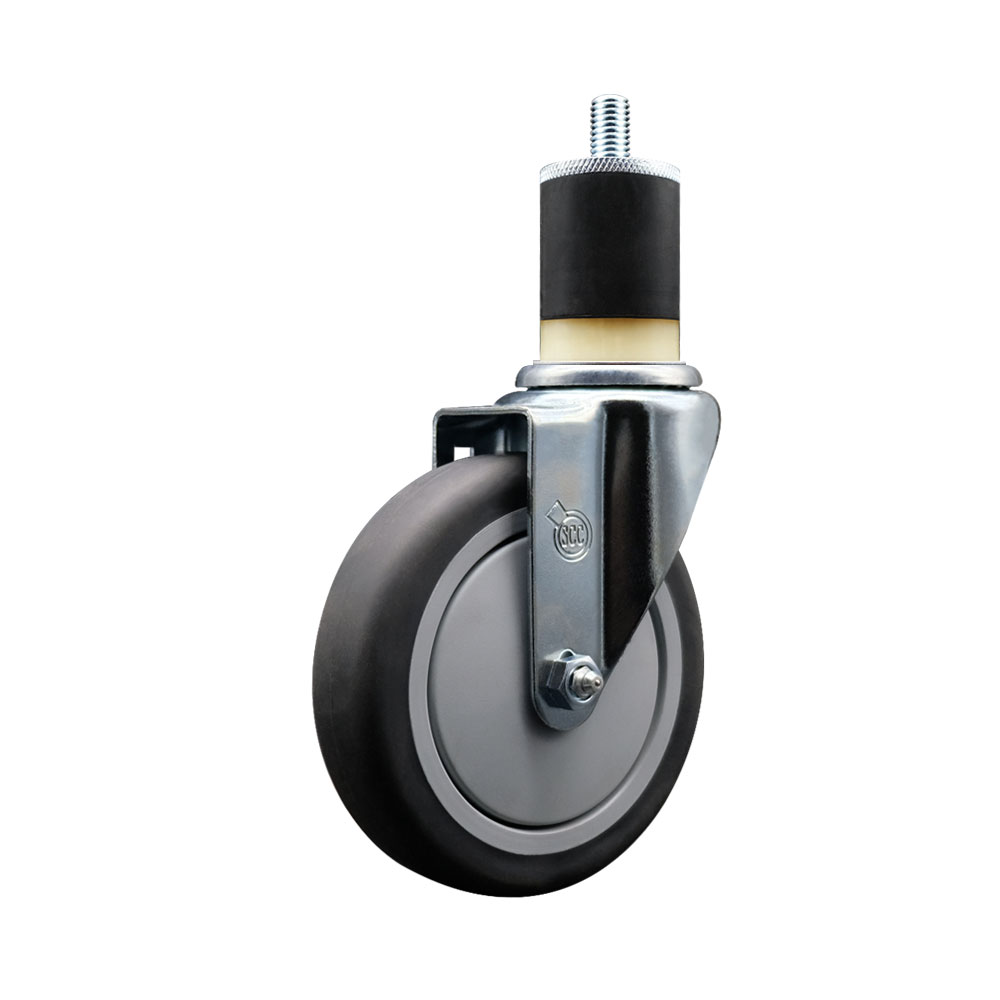 Stainless Steel Thermoplastic Rubber Swivel Expanding Stem Swivel Caster with 5 Inch Gray Wheel and 1-7/8" Stem - 300 lbs. Capacity Per Caster - Service Caster Brand — photo 1