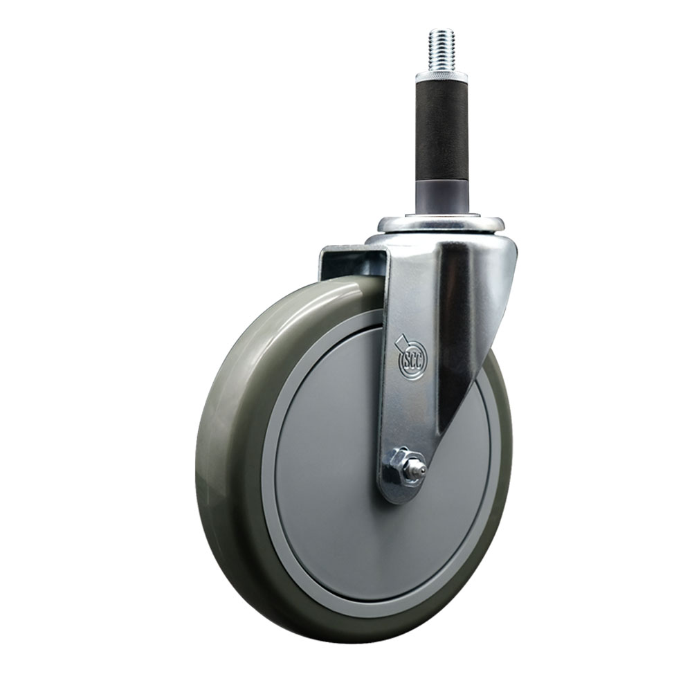 Polyurethane Expanding Stem Swivel Caster with 6 Inch Gray Wheel and 1" Stem - 350 lbs. Capacity Per Caster - Service Caster Brand — photo 1