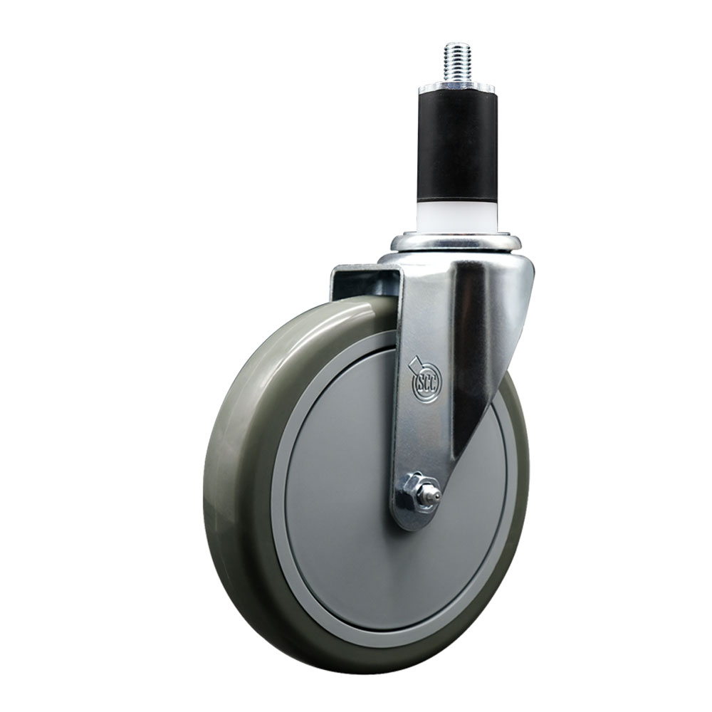 Polyurethane Expanding Stem Swivel Caster with 6 Inch Gray Wheel and 1-1/2" Stem - 350 lbs. Capacity Per Caster - Service Caster Brand — photo 1