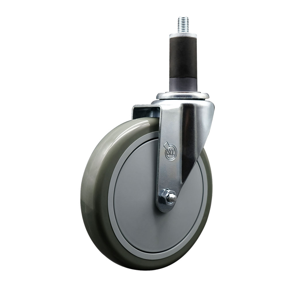 Polyurethane Expanding Stem Swivel Caster with 6 Inch Gray Wheel and 1-1/4" Stem - 350 lbs. Capacity Per Caster - Service Caster Brand — photo 1