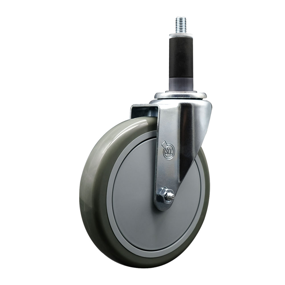 Polyurethane Expanding Stem Swivel Caster with 6 Inch Gray Wheel and 1-1/8" Stem - 350 lbs. Capacity Per Caster - Service Caster Brand — photo 1