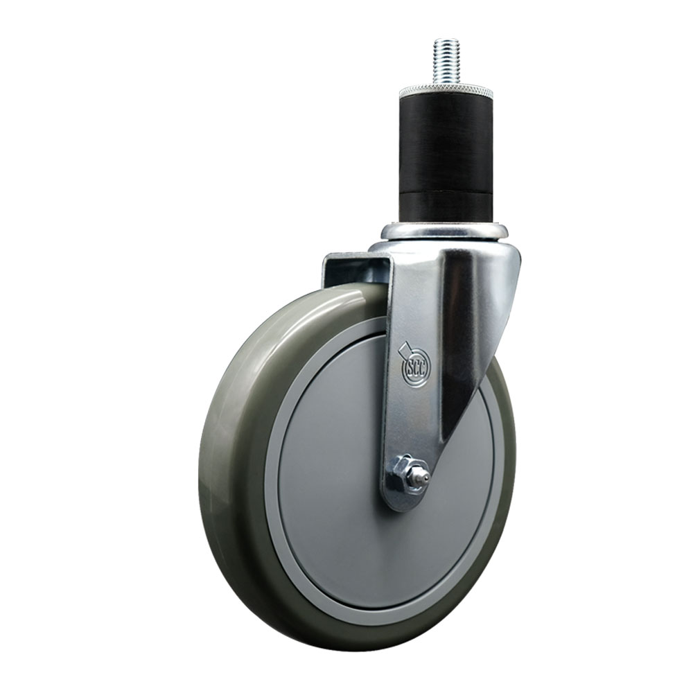 Polyurethane Expanding Stem Swivel Caster with 6 Inch Gray Wheel and 1-3/4" Stem - 350 lbs. Capacity Per Caster - Service Caster Brand — photo 1