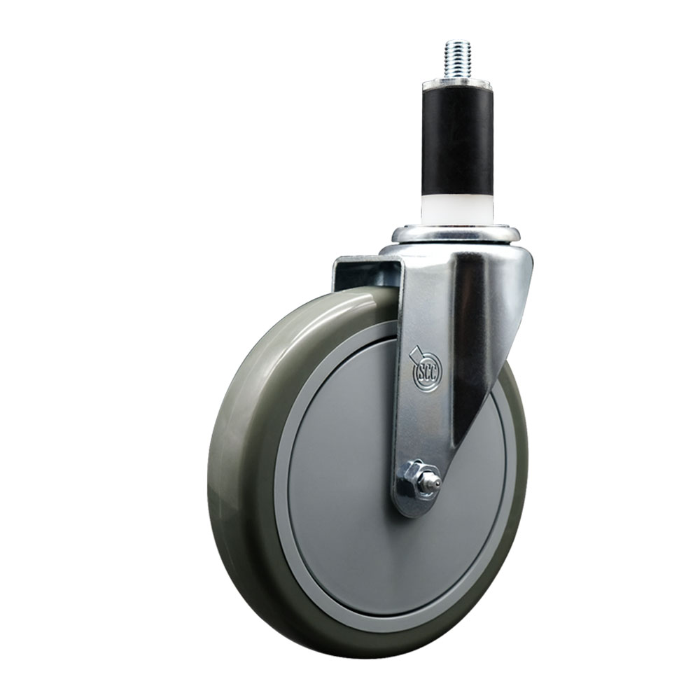Polyurethane Expanding Stem Swivel Caster with 6 Inch Gray Wheel and 1-3/8" Stem - 350 lbs. Capacity Per Caster - Service Caster Brand — photo 1