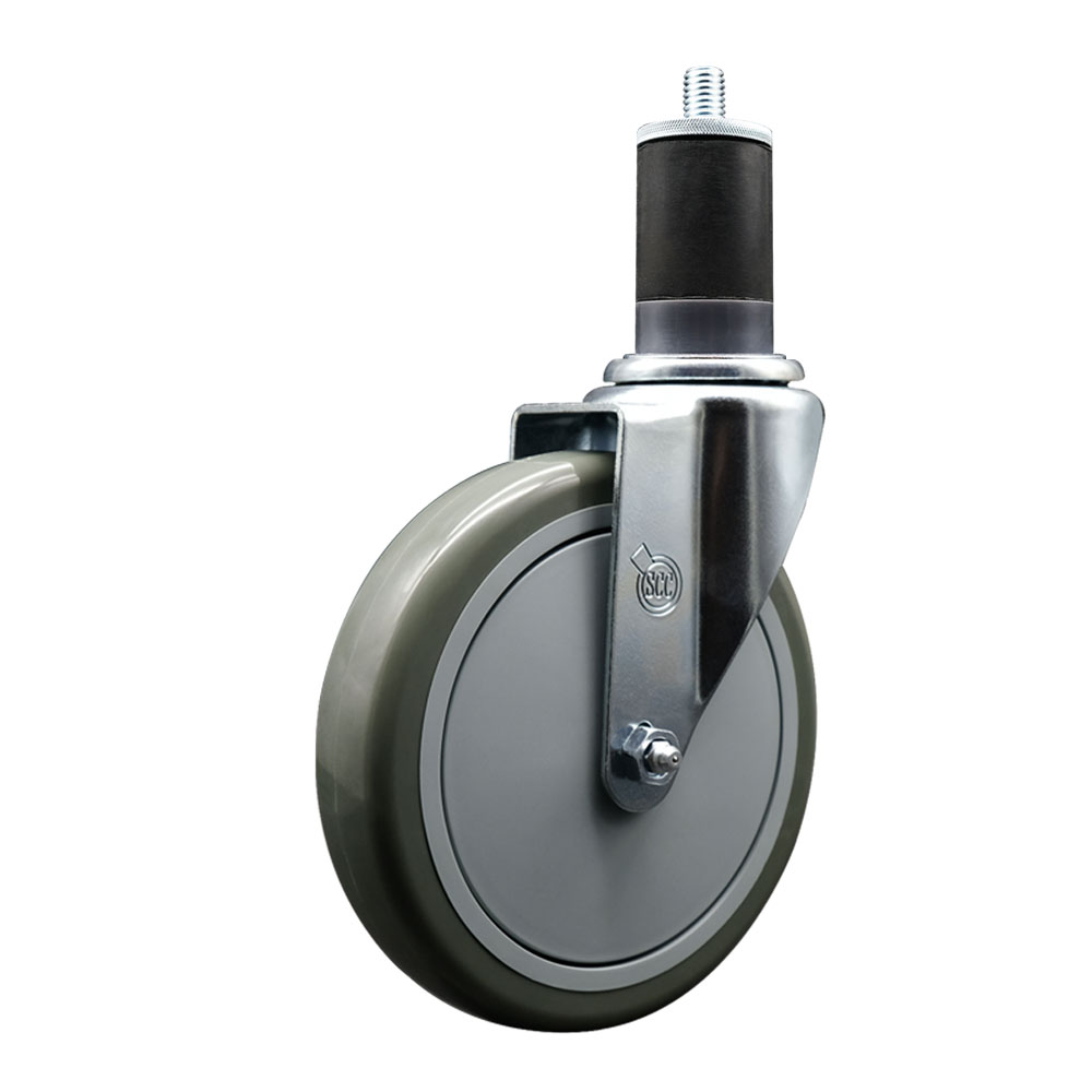 Polyurethane Expanding Stem Swivel Caster with 6 Inch Gray Wheel and 1-5/8" Stem - 350 lbs. Capacity Per Caster - Service Caster Brand — photo 1