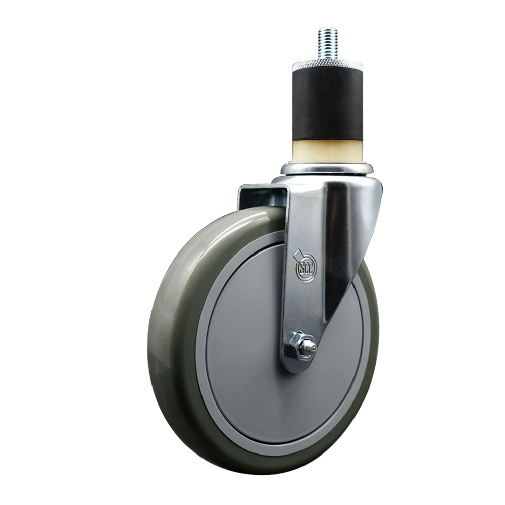 Polyurethane Expanding Stem Swivel Caster with 6 Inch Gray Wheel and 1-7/8" Stem - 350 lbs. Capacity Per Caster - Service Caster Brand — photo 1